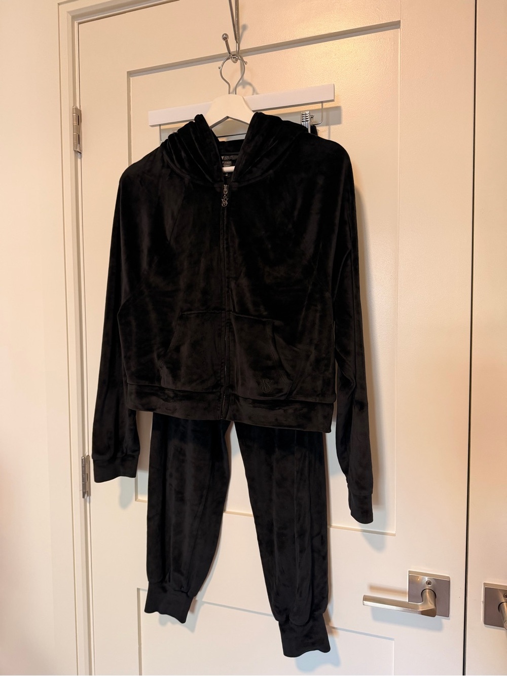 Women's Black Velour Tracksuit - Victoria's Secret On Point Set